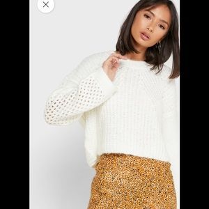 TopShop Ivory Chevron Neppy Cropped Sweater